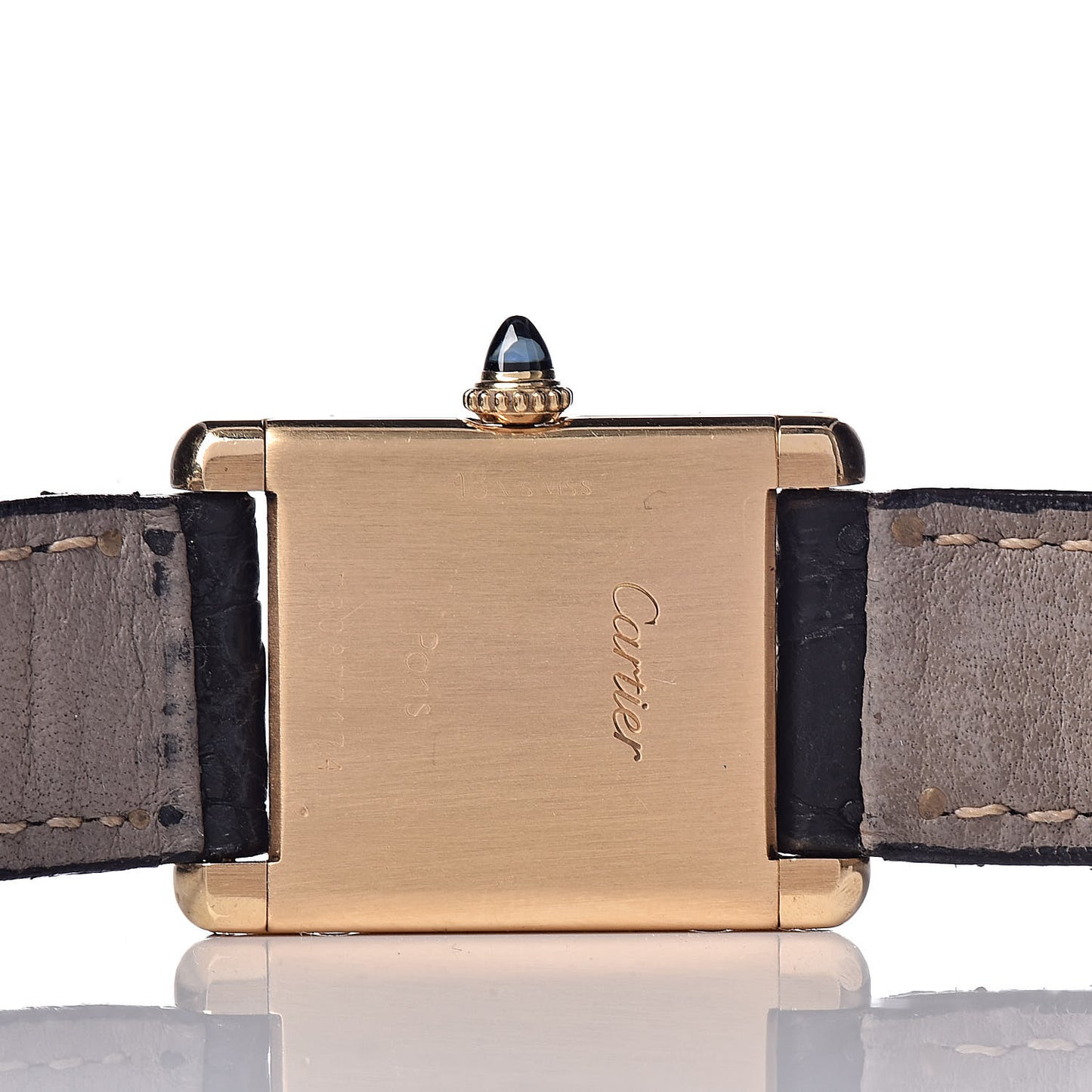 18K Yellow Gold Alligator 20mm Tank Louis Quartz Watch