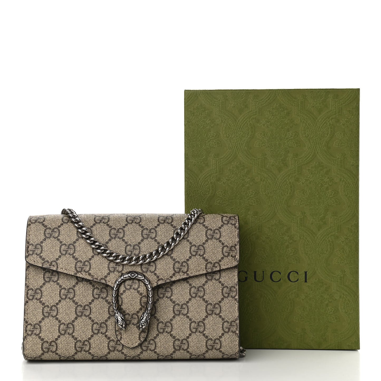 GG Supreme Monogram Mini Dionysus Chain Wallet Beige Taupe