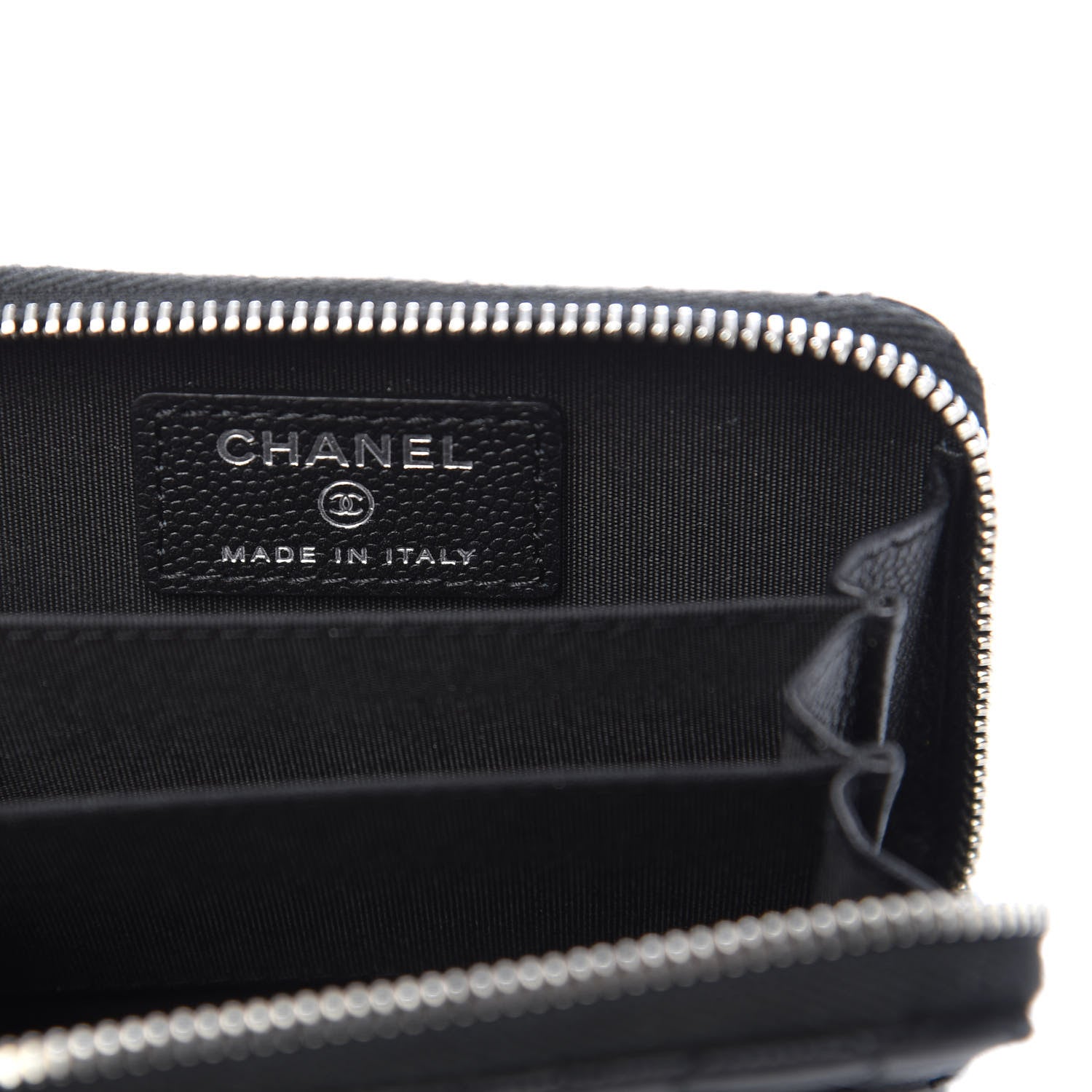 Chanel Caviar Camellia Embossed Zip Coin Purse Black 6 of 8