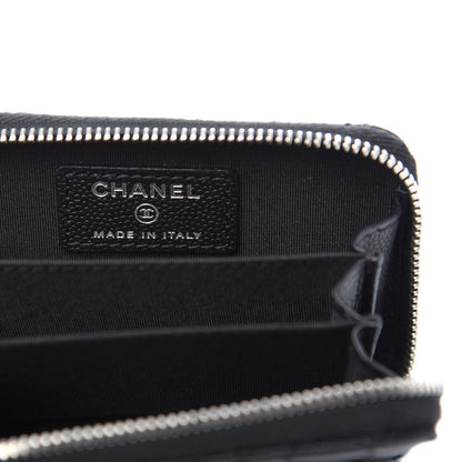 Chanel Caviar Camellia Embossed Zip Coin Purse Black 6 of 8
