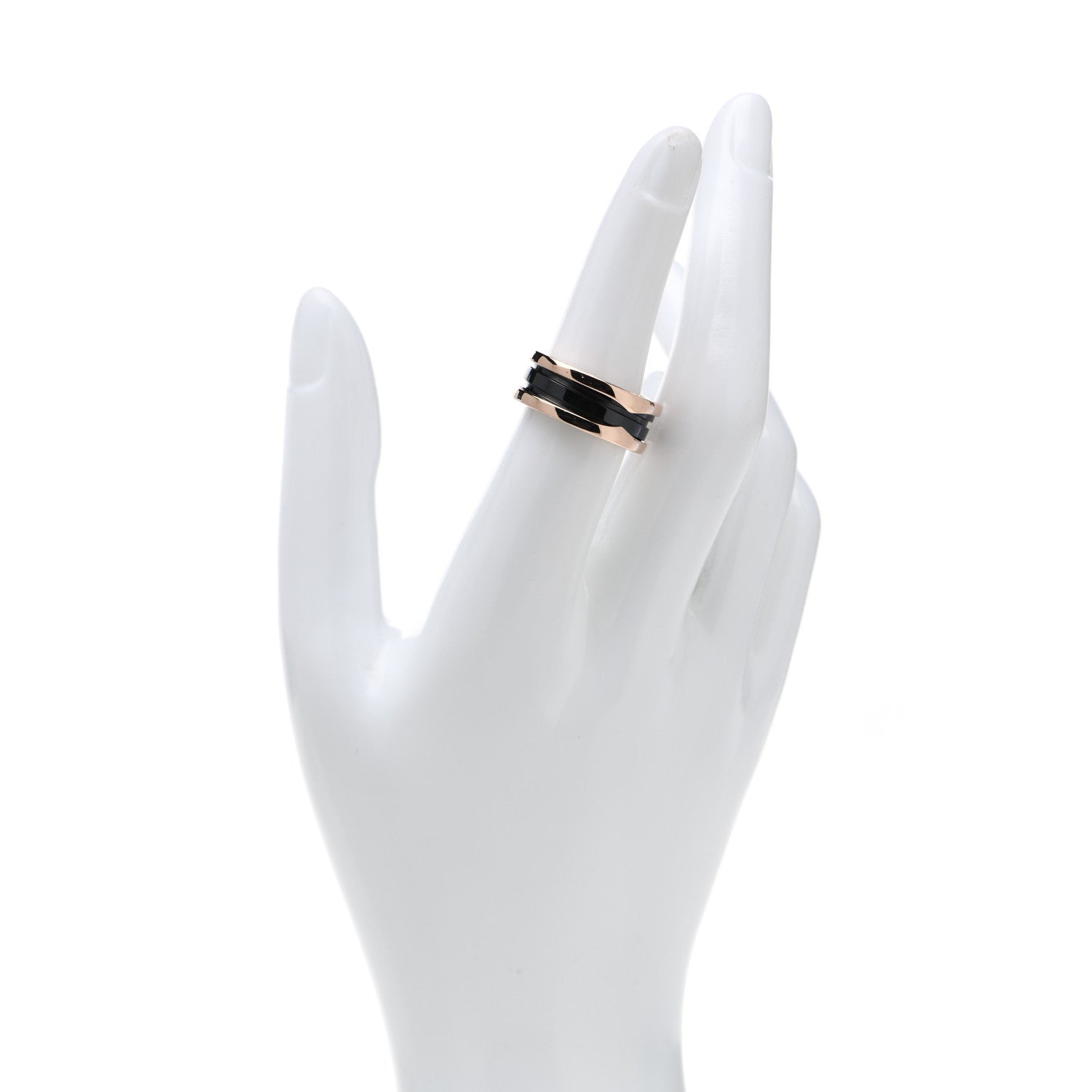 Bulgari 18K Rose Gold Black Ceramic B.Zero1 Two-Band Ring 54 7 2 of 7
