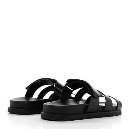 Hermes Calfskin Womens Chypre Sandals 37 Black 4 of 9