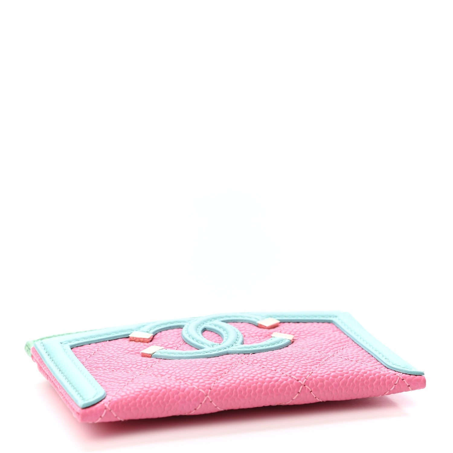 Chanel Caviar Quilted CC Filigree Card Holder Pink Blue Green 3 of 4