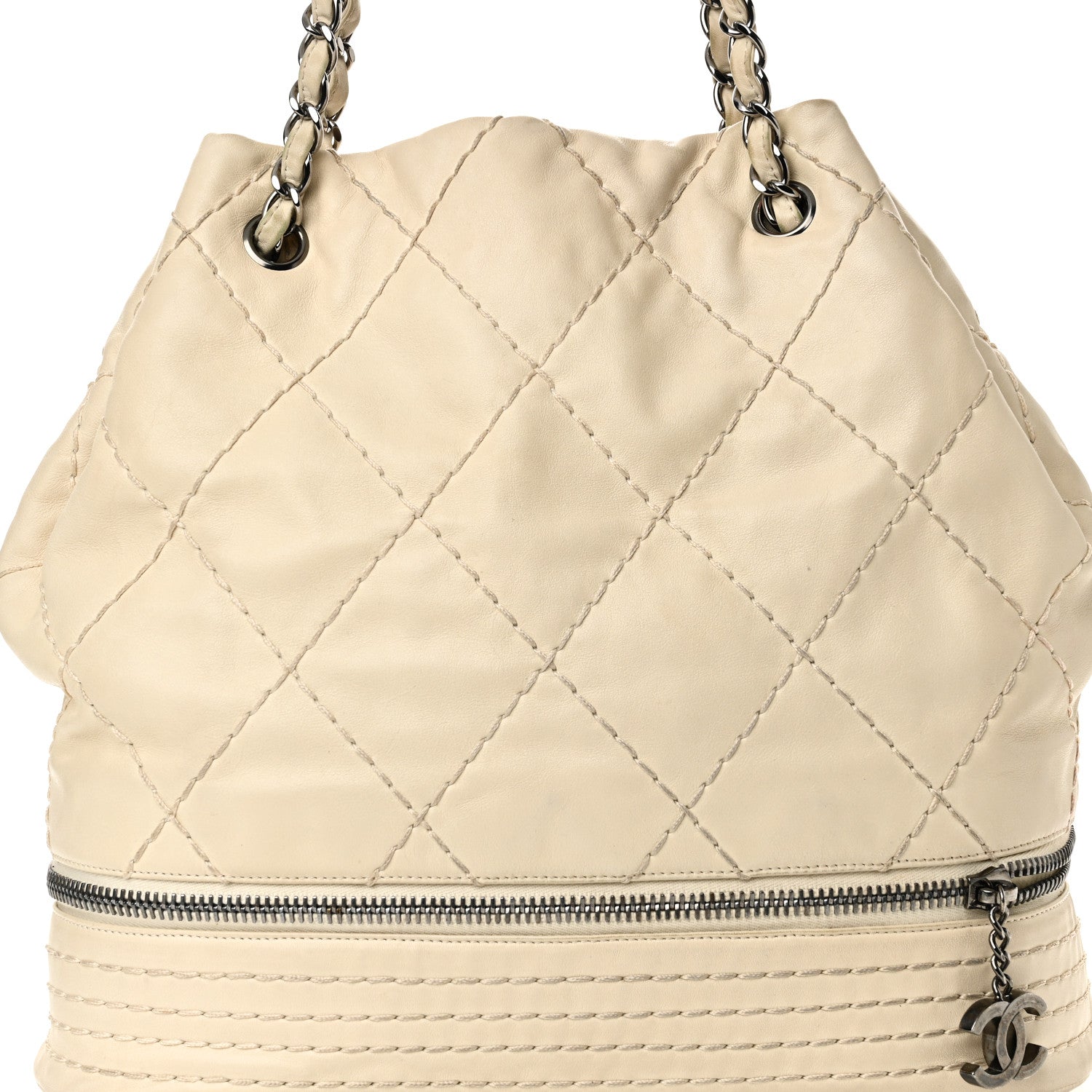 Chanel Lambskin Stitched Expandable Tote White 8 of 10