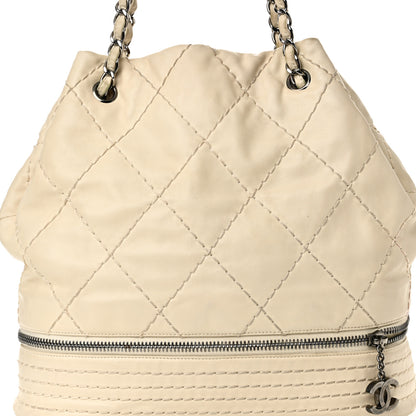 Chanel Lambskin Stitched Expandable Tote White 8 of 10