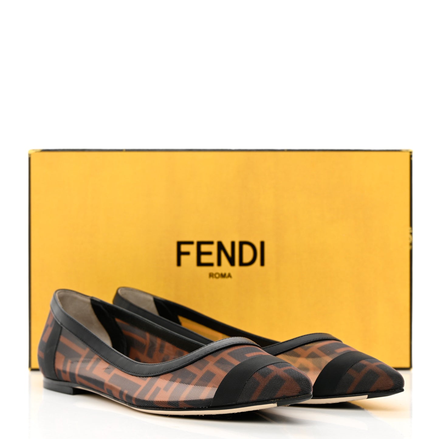 Mesh FF Skimmer Ballerina Flats 37.5 Tobacco Moro Black