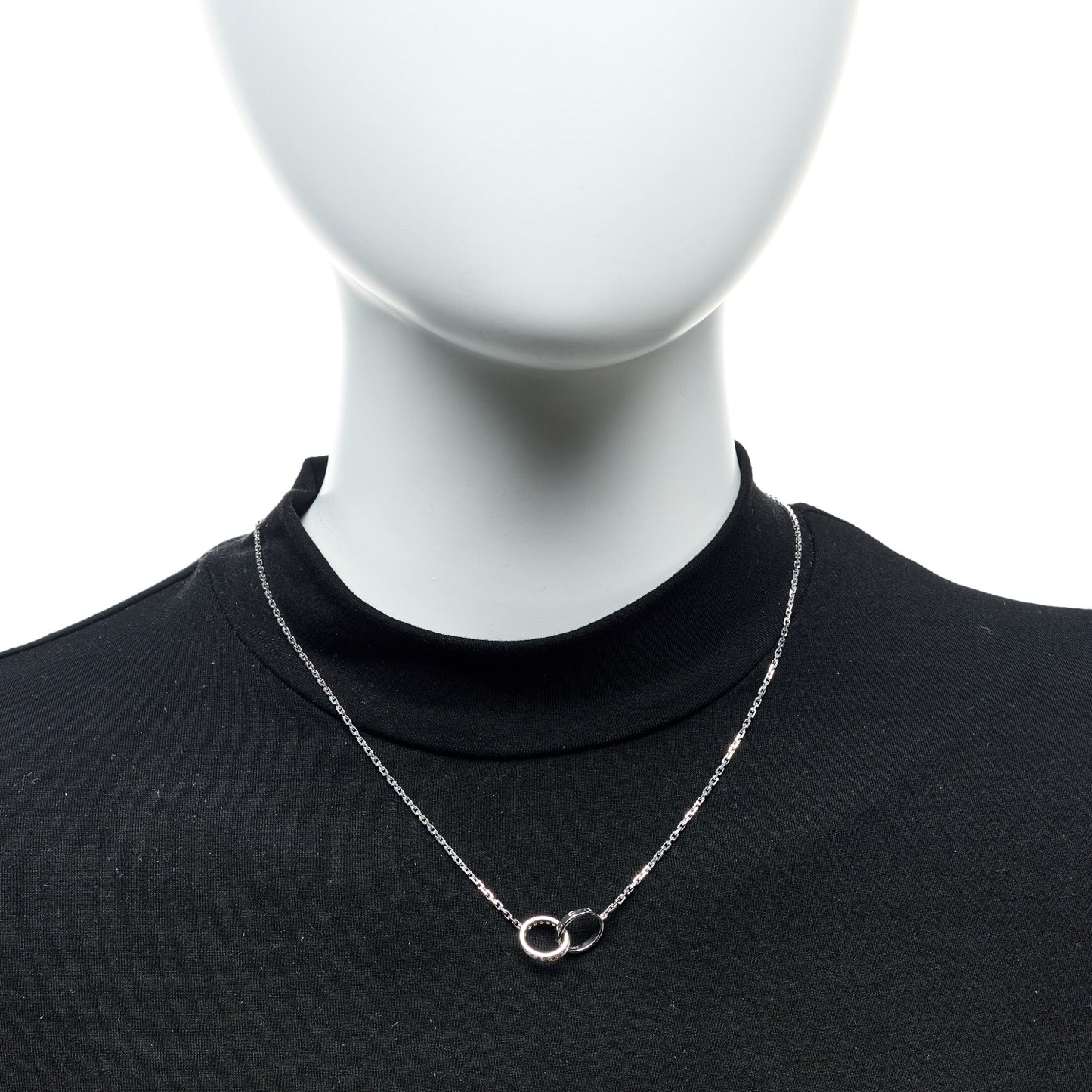 18K White Gold Diamond Interlocking LOVE Necklace