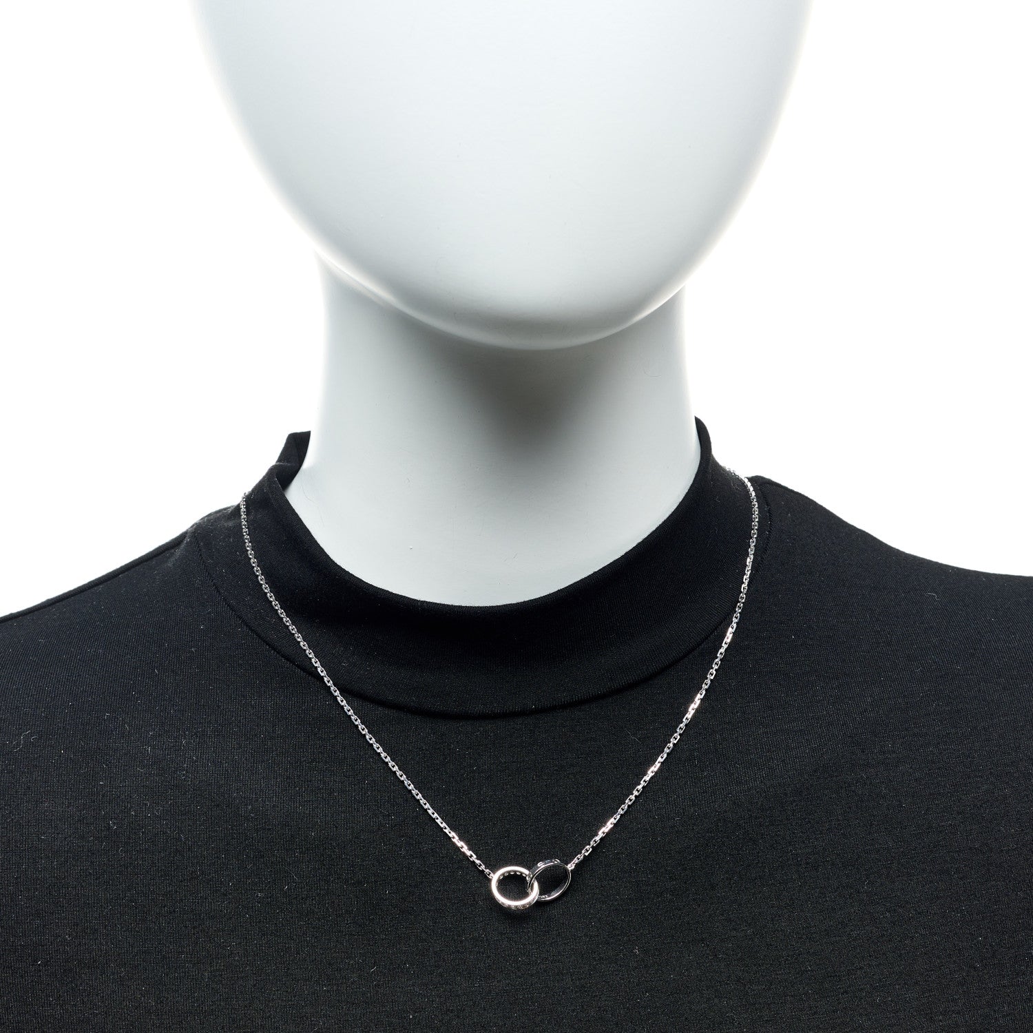 Cartier 18K White Gold Diamond Interlocking LOVE Necklace 2 of 9