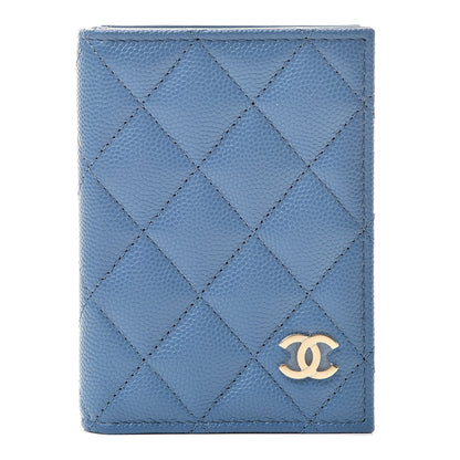 Chanel Caviar Quilted Card Holder Wallet Blue 1 of 9