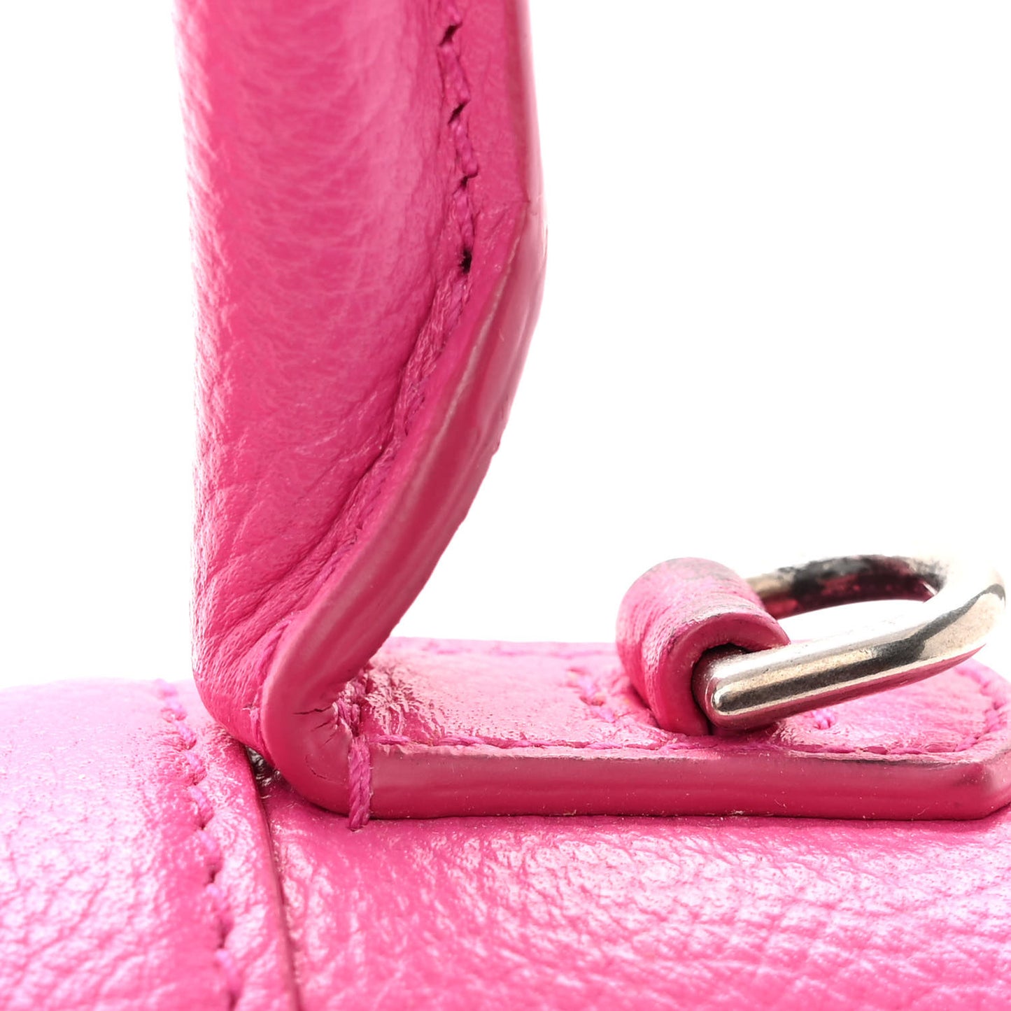 Grained Calfskin Tonal B Small Hourglass Top Handle Bag Acid Fuchsia