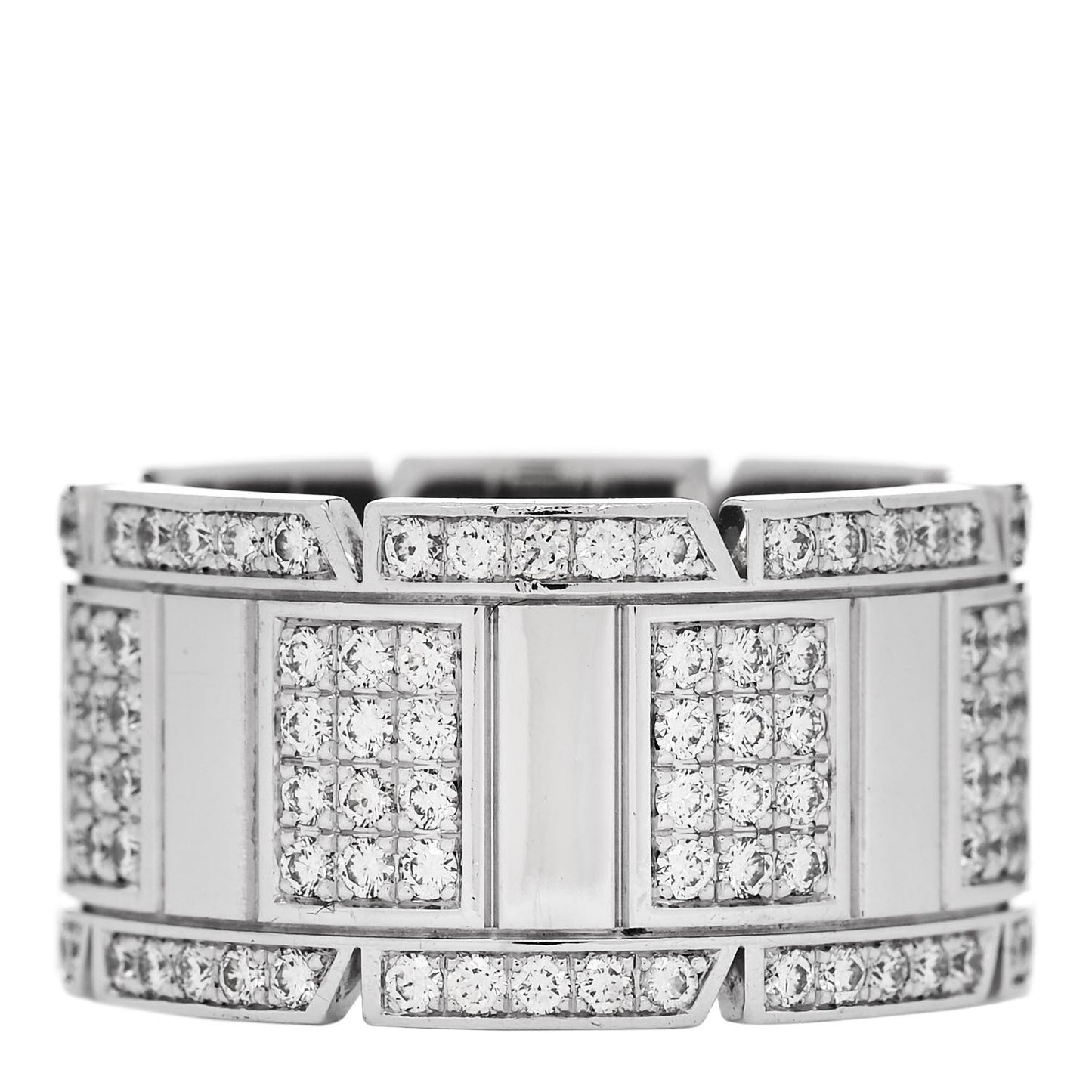 18K White Gold Diamond Tank Francaise Ring 60 9.25
