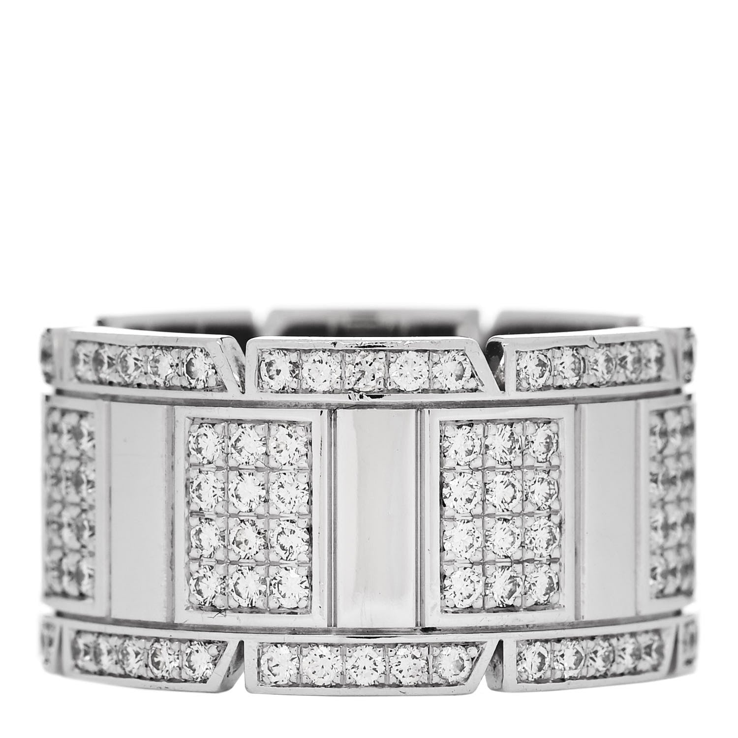 Cartier 18K White Gold Diamond Tank Francaise Ring 60 9.25 1 of 6