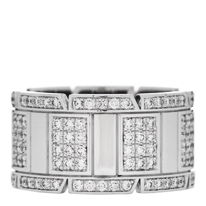 Cartier 18K White Gold Diamond Tank Francaise Ring 60 9.25 1 of 6