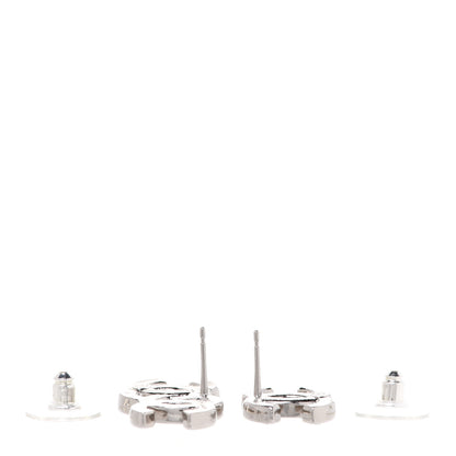 Chanel Baguette Crystal Double CC Earrings Silver 3 of 5