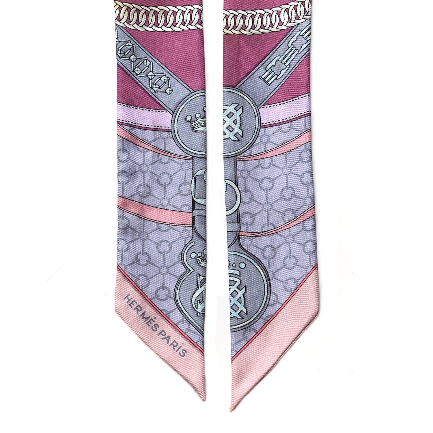 Hermes Silk La Promenade Du Matin Twilly Mauve Ciel Gris 7 of 7