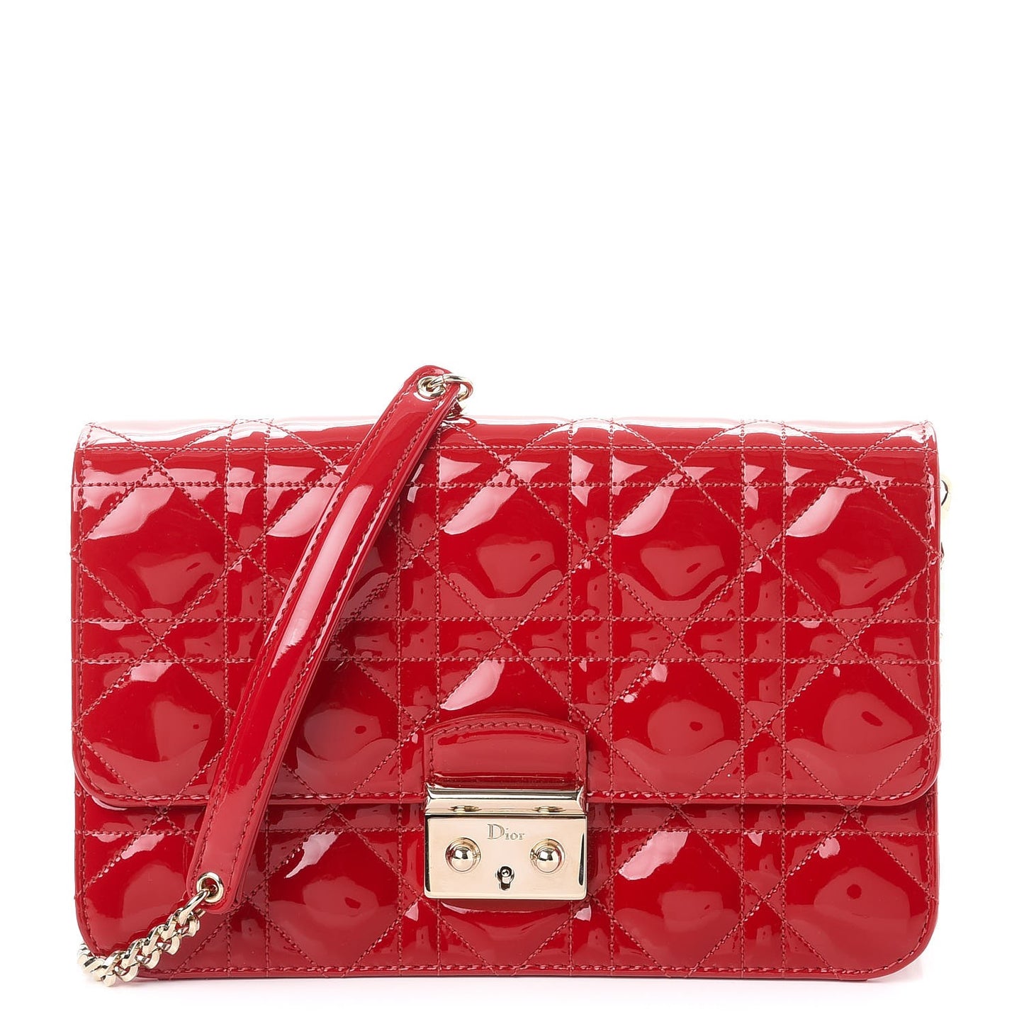 Patent Cannage Miss Dior Promenade Pouch Red
