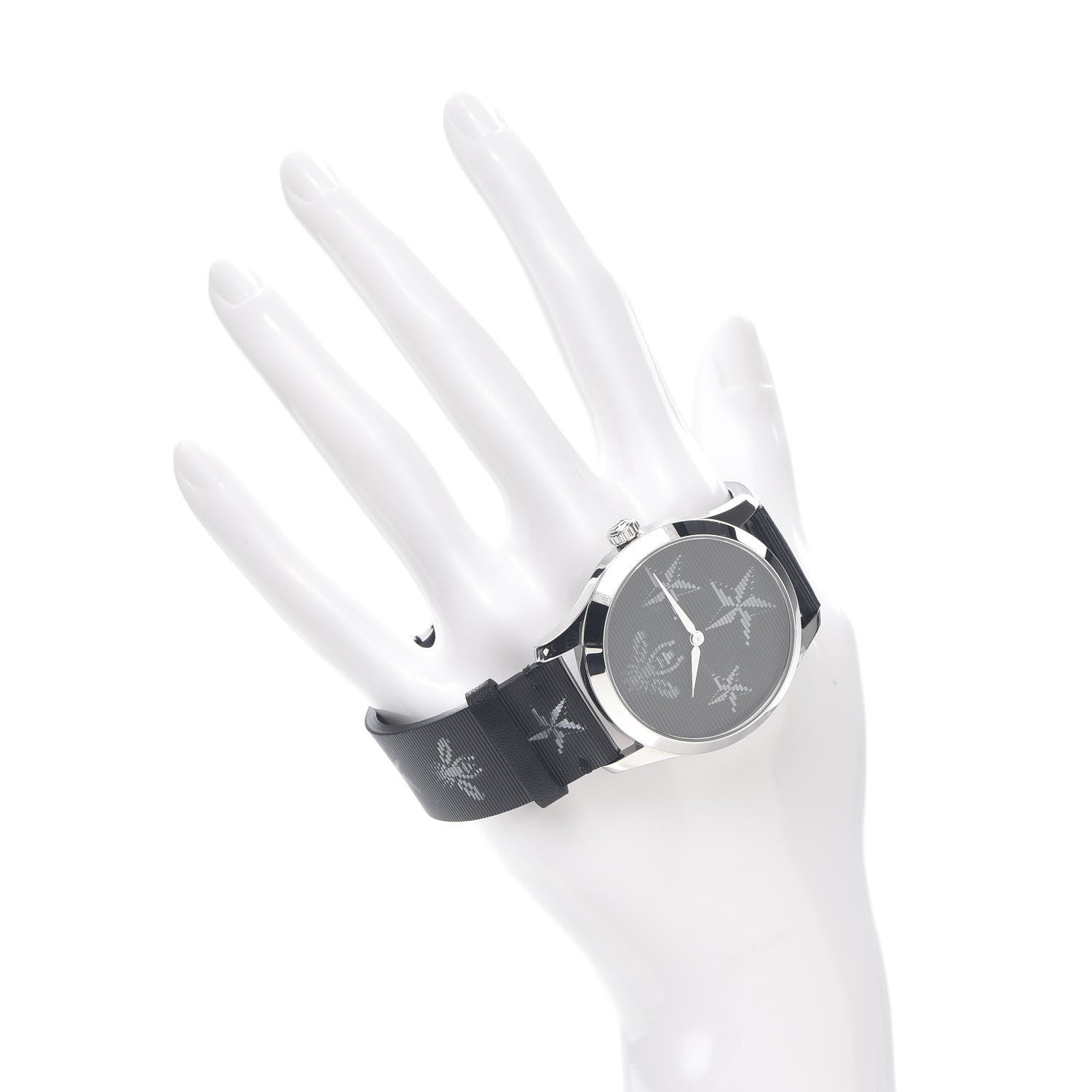 Gucci Stainless Steel Calfskin 38mm G-Timeless Bee Star Hologram Quartz Watch Black 2 of 6