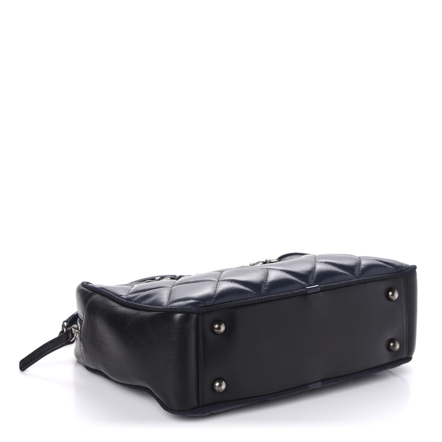 Lambskin Quilted Small Diamond CC Camera Case Blue Black