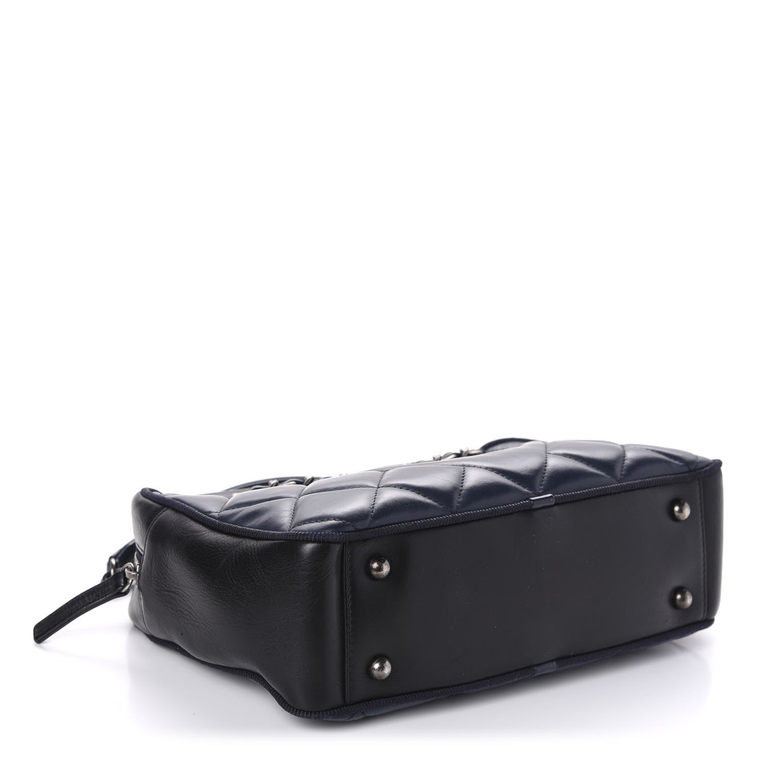 Chanel Lambskin Quilted Small Diamond CC Camera Case Blue Black 4 of 11
