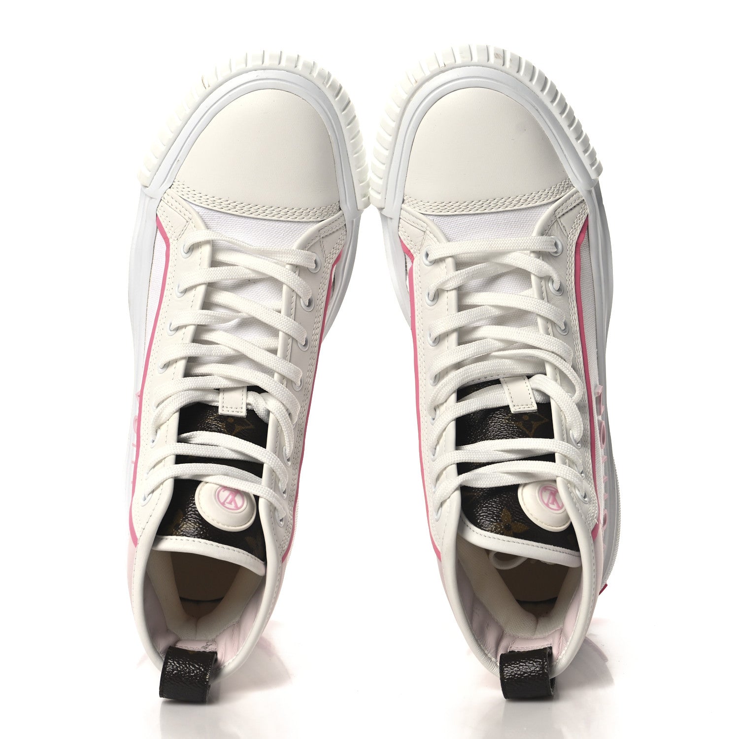Louis Vuitton Canvas Monogram LV Squad Sneaker Boots 39 White Pink 2 of 8
