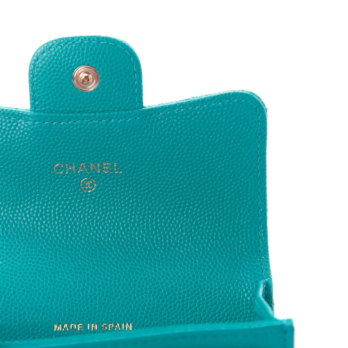Caviar Quilted Flap Card Holder Turquoise