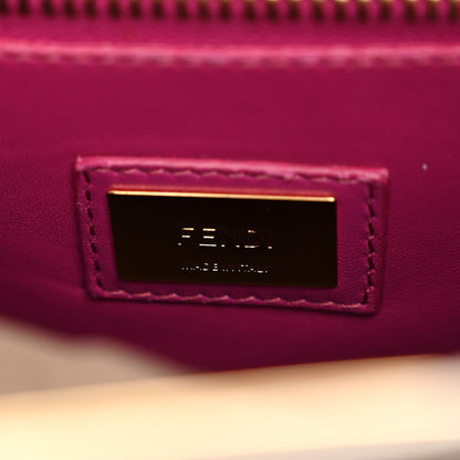 Fendi Vitello Seta Shiny Nappa Medium Peekaboo Iconic Satchel Grigio Polvere Magenta 6 of 10