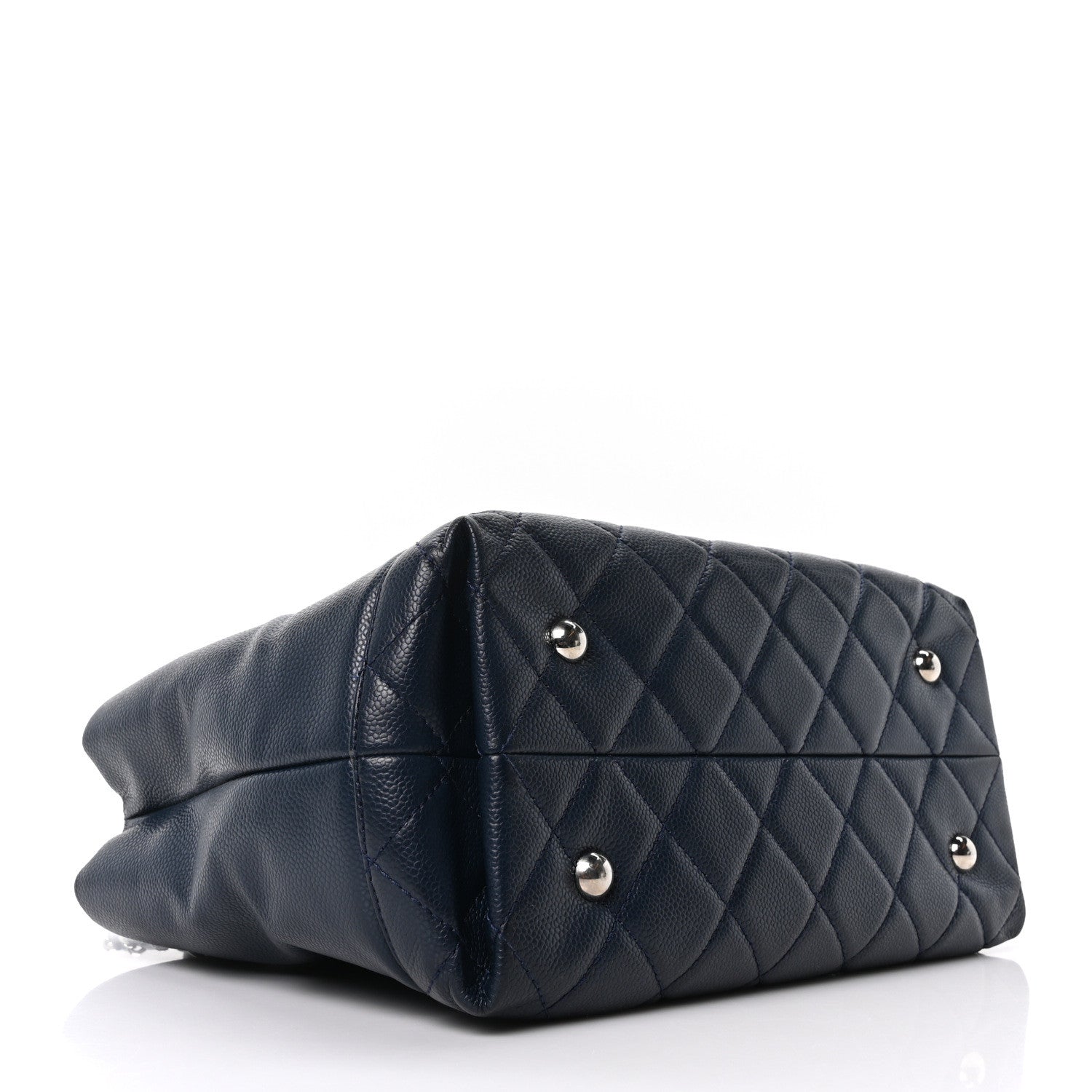 Chanel Soft Caviar CC Medium Top Handle Tote Navy Blue 4 of 11