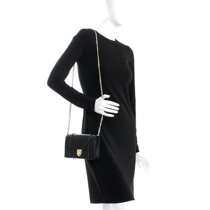 Christian Dior Grained Calfskin Diorama Wallet on Chain Pouch Black 2 of 7