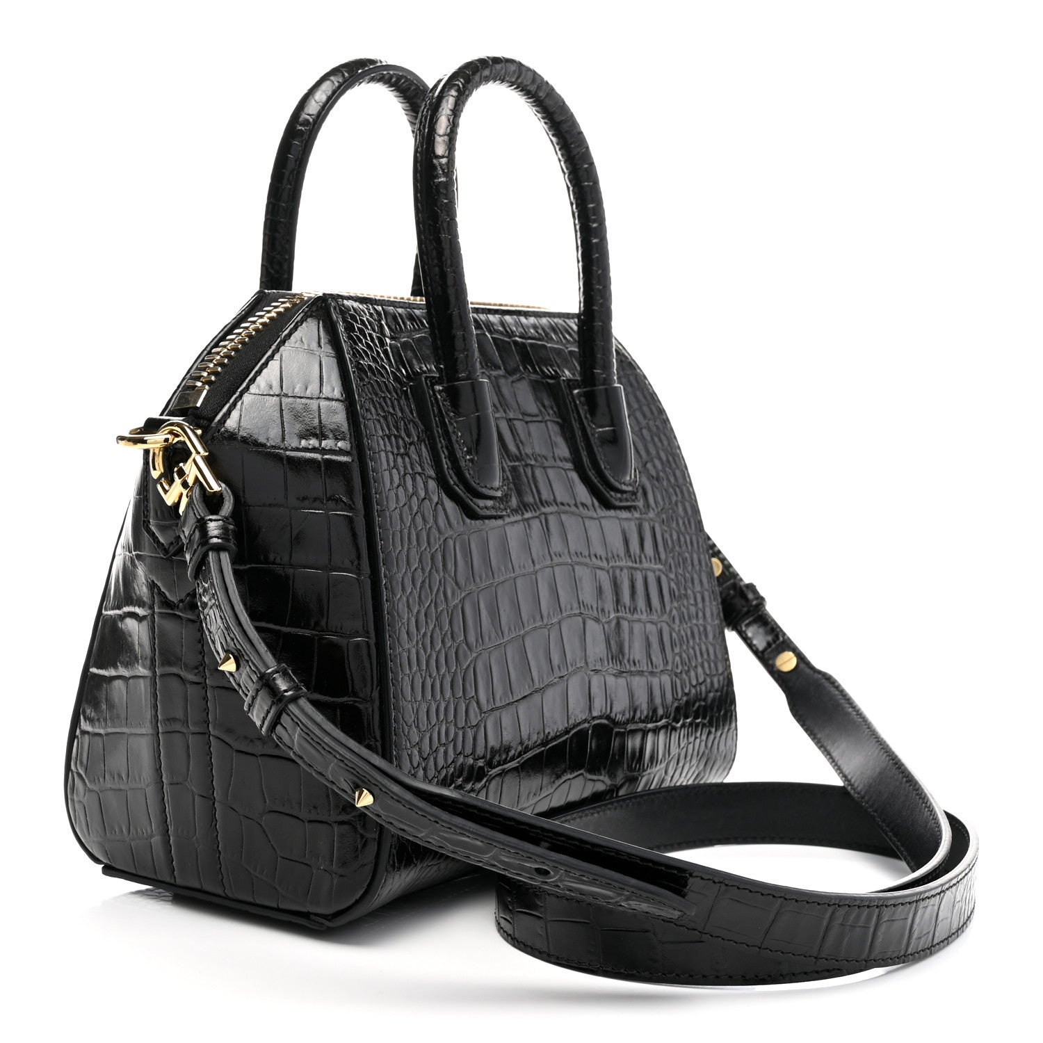 Givenchy Calfskin Crocodile Embossed Mini Antigona Black 3 of 11