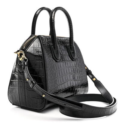 Givenchy Calfskin Crocodile Embossed Mini Antigona Black 3 of 11