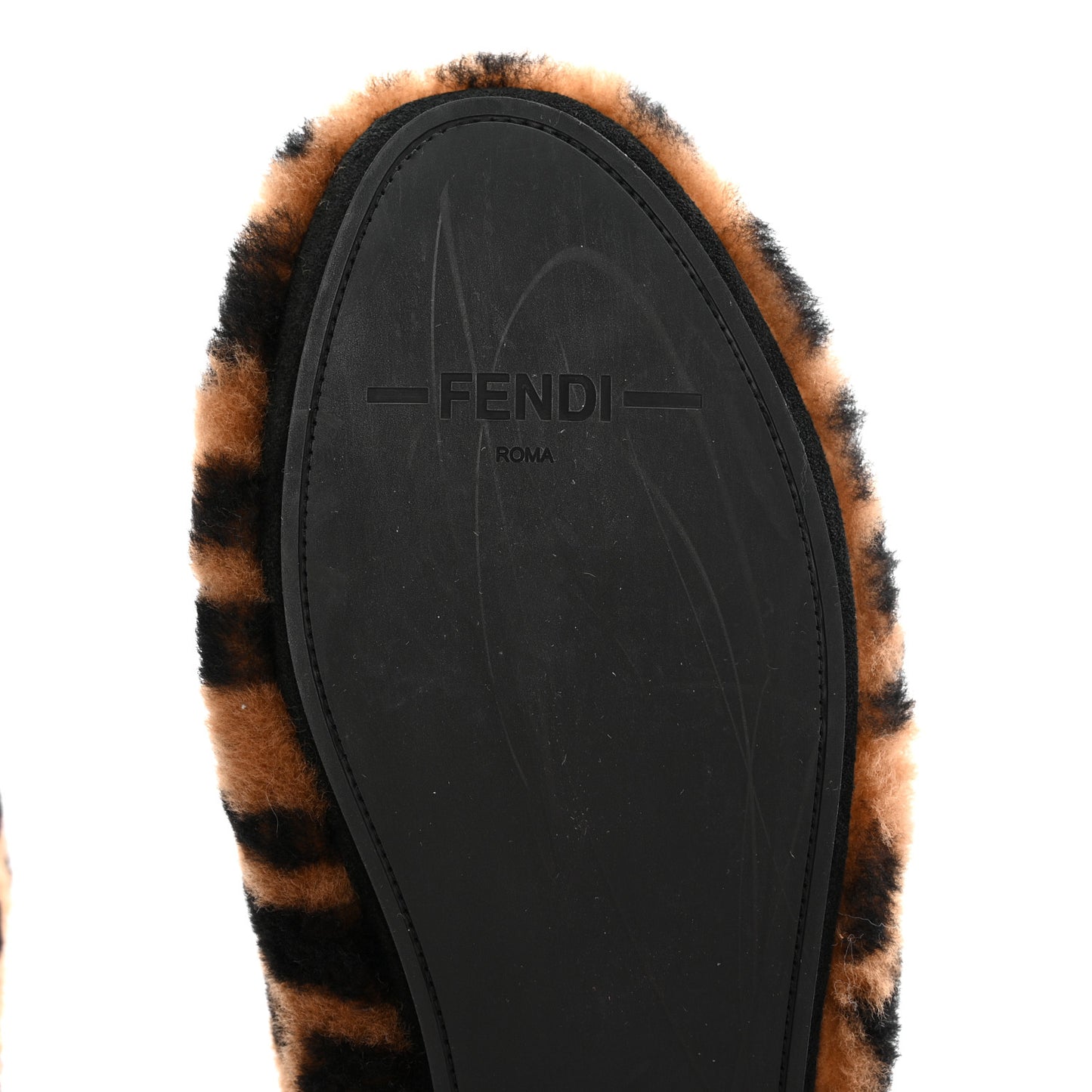 Shearling Nappa FF Slippers 37 Tobacco Black