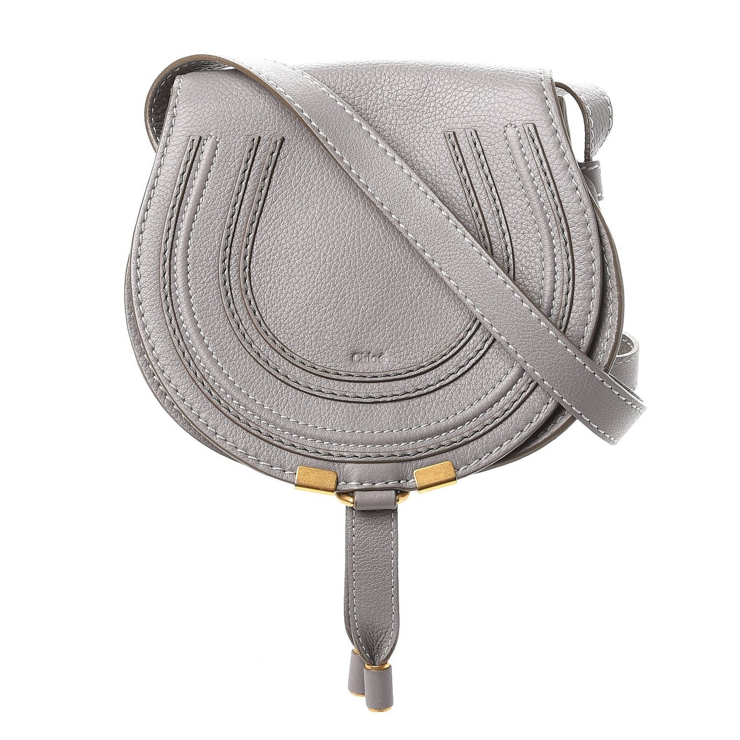 Calfskin Mini Marcie Round Crossbody Bag Cashmere Grey