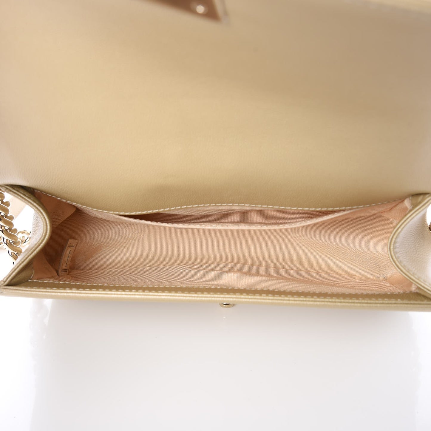 Pearly Caviar Quilted Medium Boy Flap Light Gold