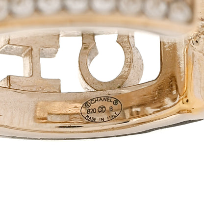 Chanel Metal Crystal Bow-tiful CC Hoop Earrings Gold 4 of 5
