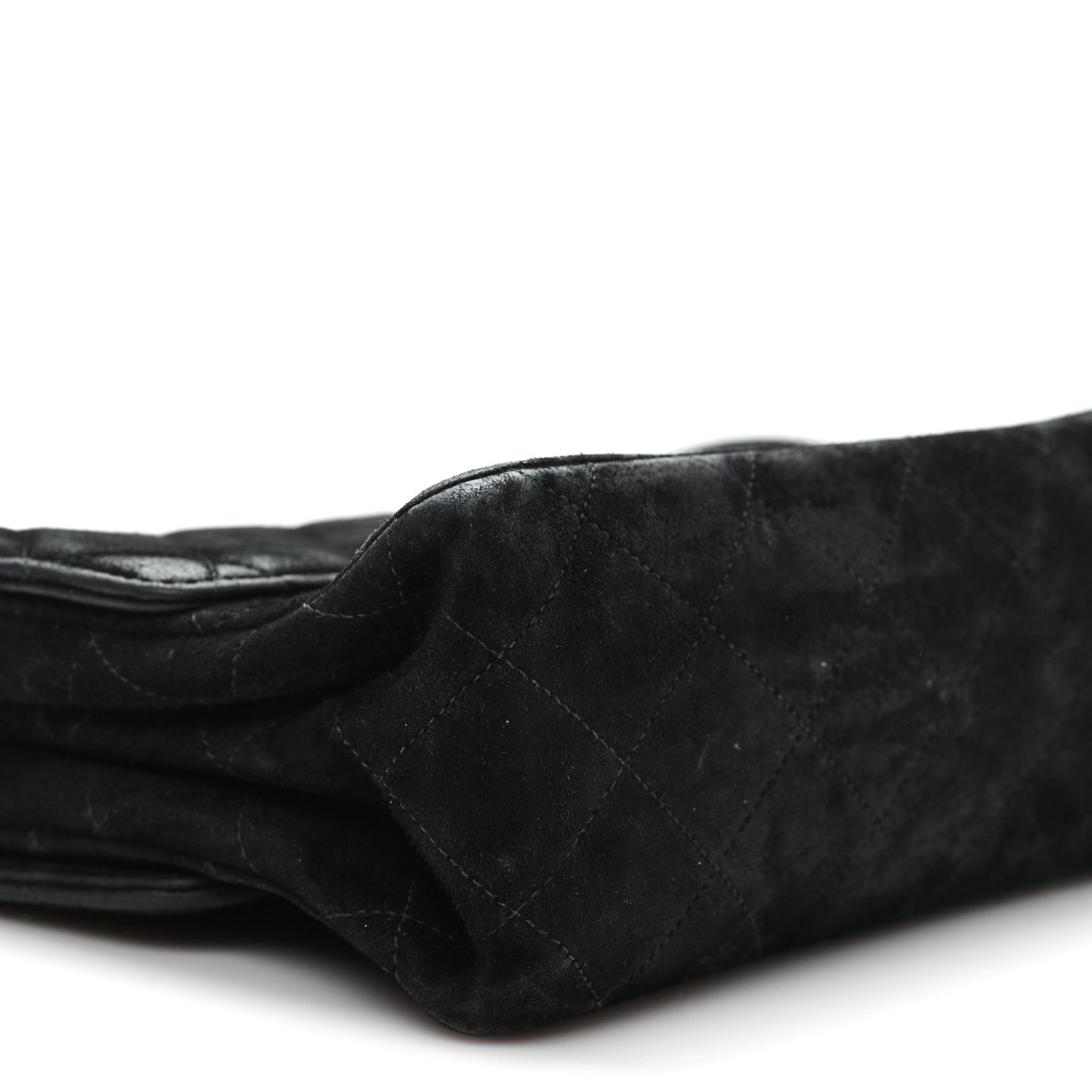 Suede Quilted Double Sided Small Flap Black