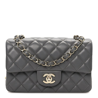 Chanel Lambskin Quilted Mini Rectangular Flap Dark Grey 1 of 12