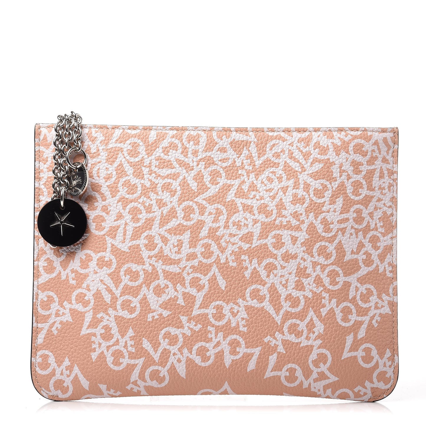 Calfskin Empire Loubicute Crazy Love Charms Clutch Latte
