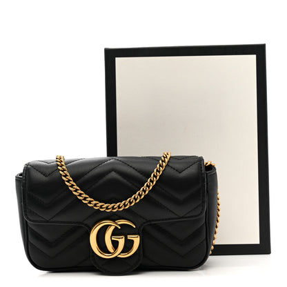Gucci Calfskin Matelasse Super Mini GG Marmont Shoulder Bag Black 11 of 11