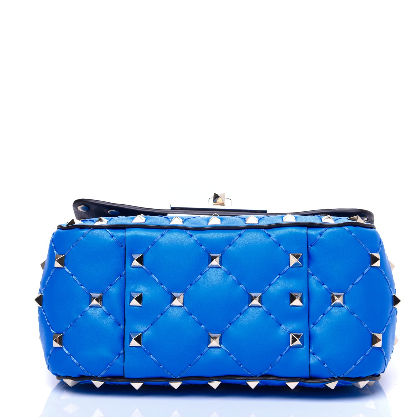 Calfskin Micro Rockstud Spike Shoulder Bag Blue Fluo