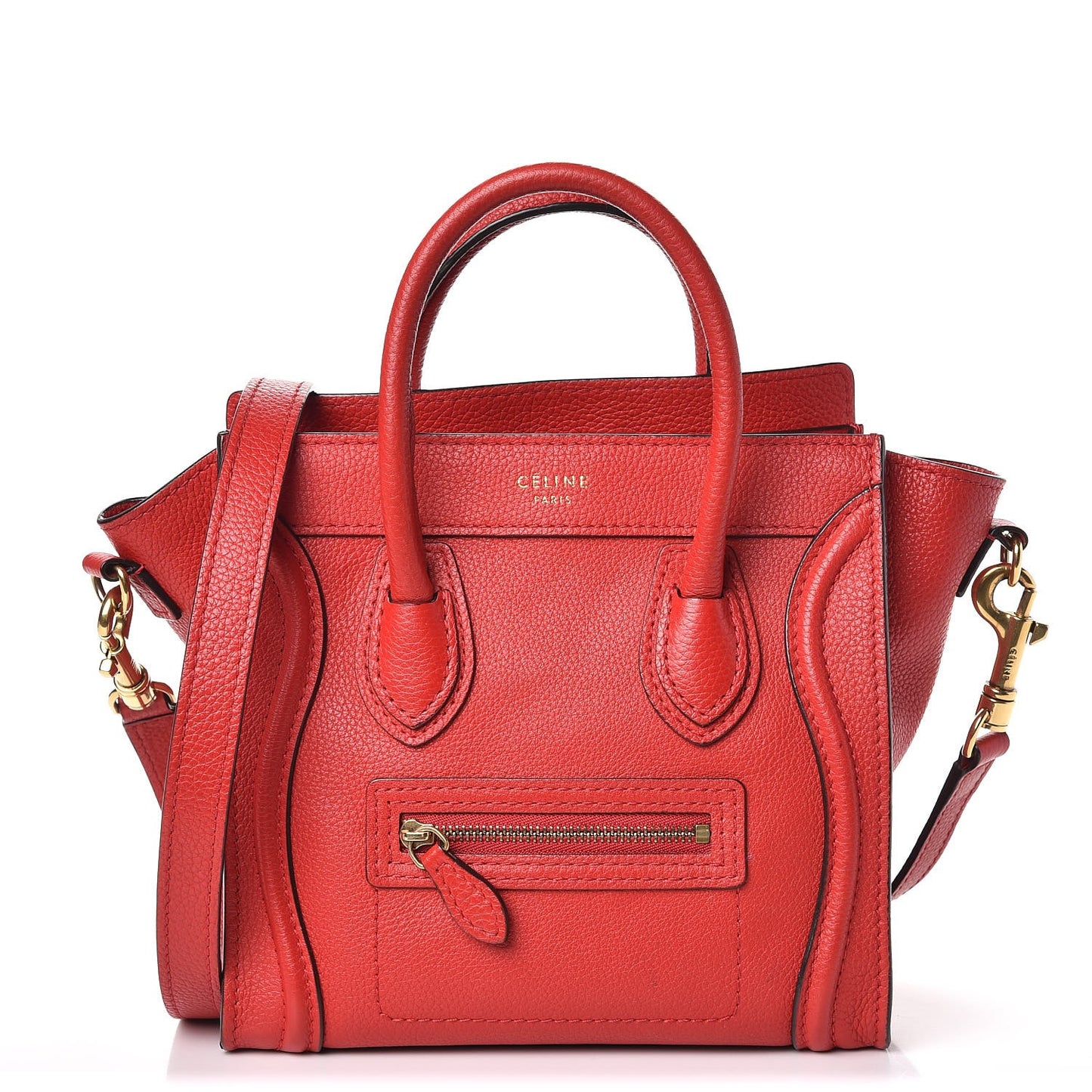 Drummed Calfskin Nano Luggage Coquelicot