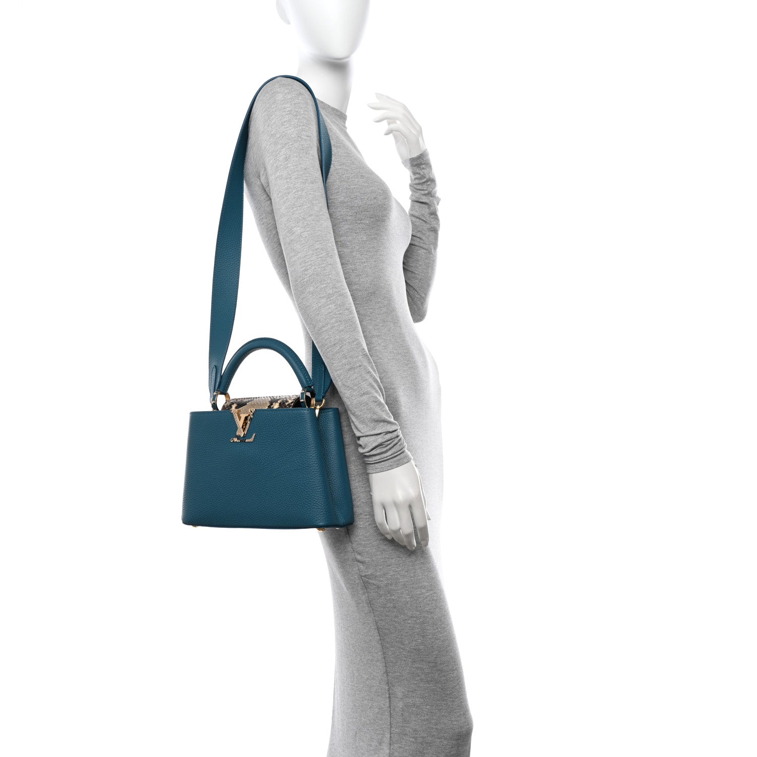 Louis Vuitton Taurillon Snakeskin Capucines BB Mallard 2 of 12