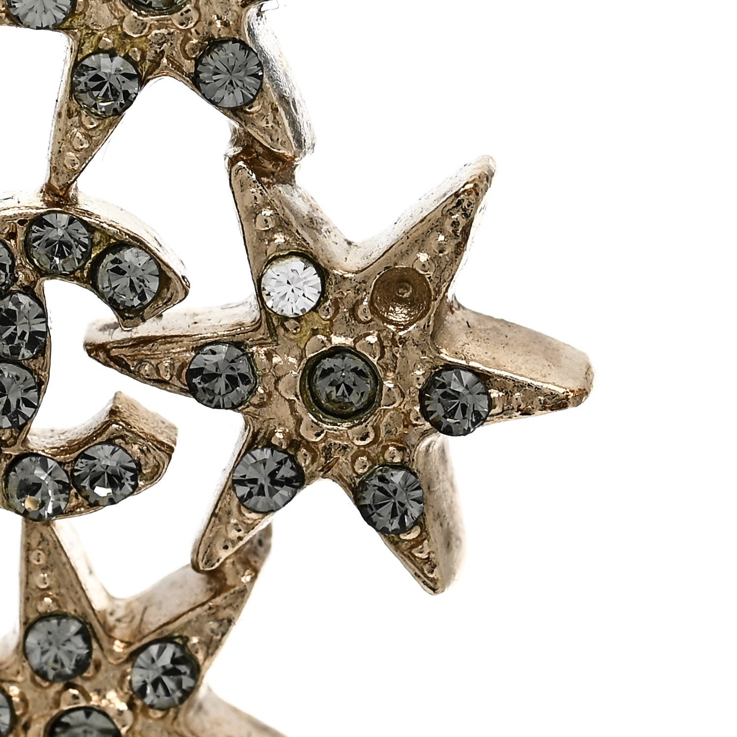 Chanel Crystal CC Star Earrings Gold 5 of 6