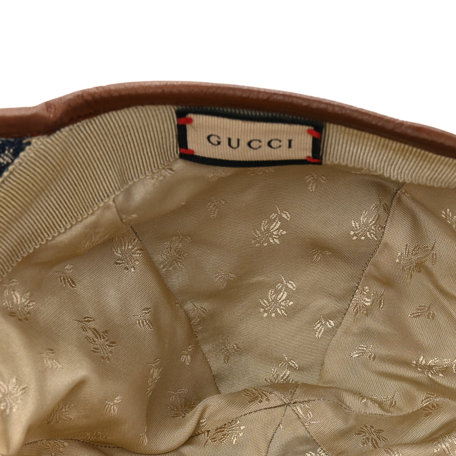 Gucci Washed Jacquard Denim Nappa GG Monogram Oscar Baseball Hat XL Denim Cuir 7 of 9