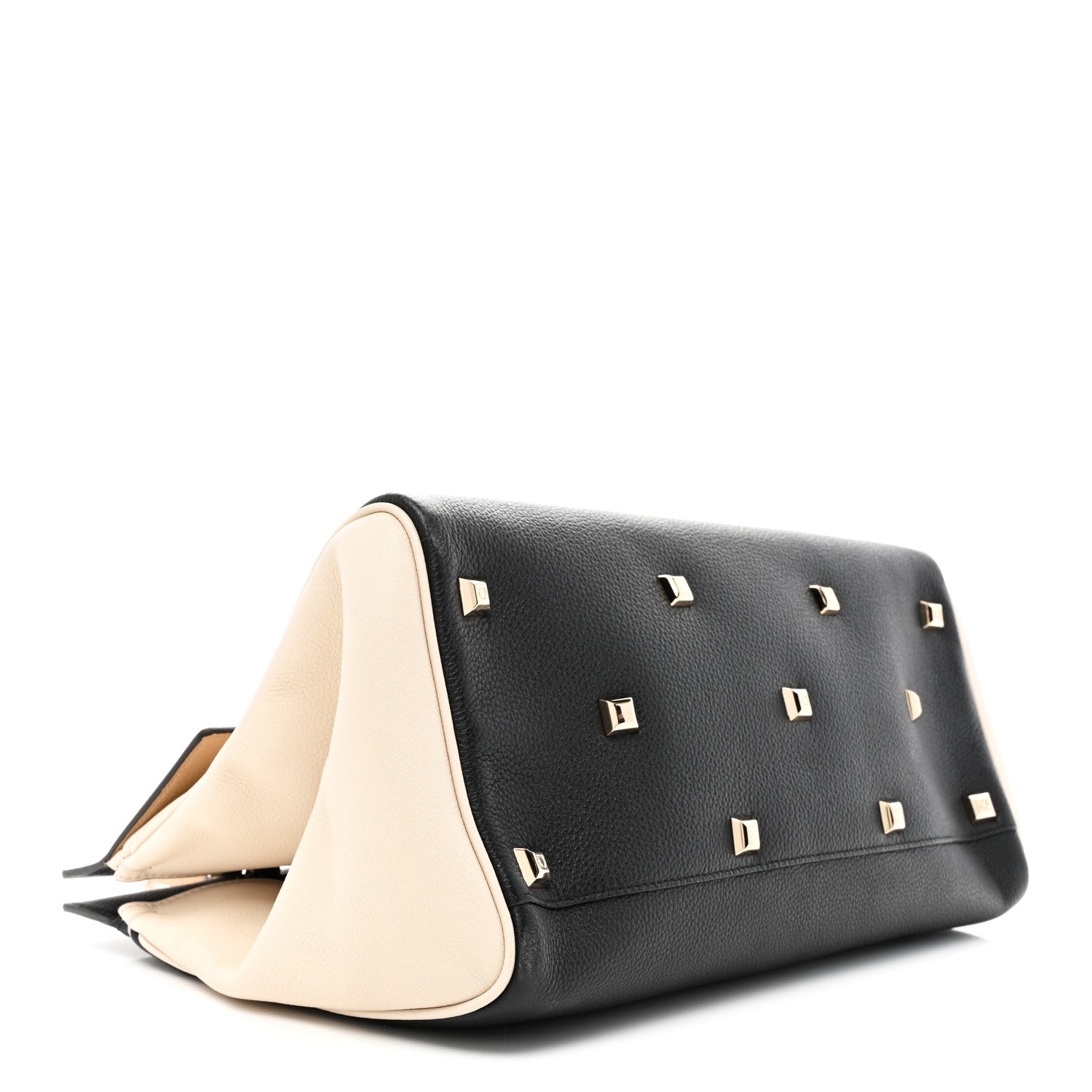 Salvatore Ferragamo Calfskin Large Studio Bag Dune Bone Black 3 of 9