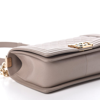 Chanel Caviar Quilted Medium Boy Flap Dark Beige 8 of 9