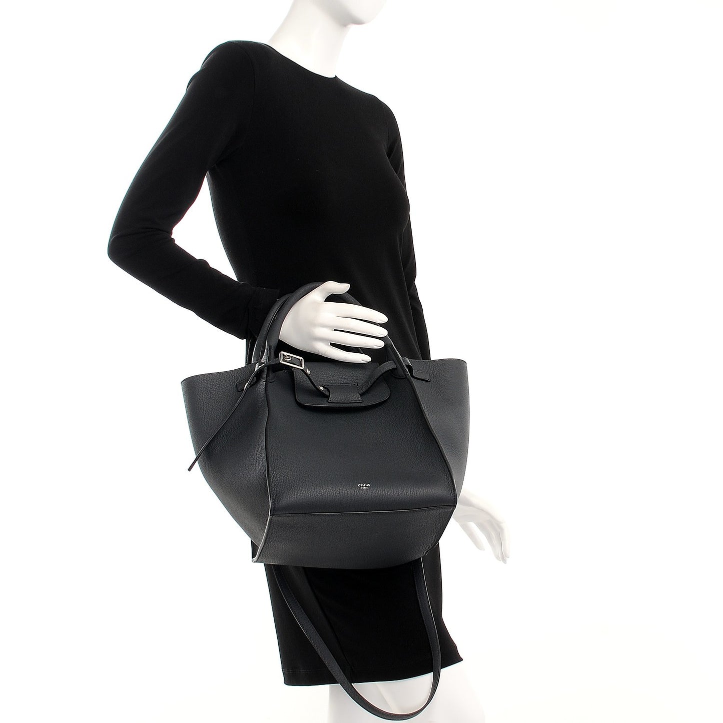Supple Grained Calfskin Small Big Bag Anthracite
