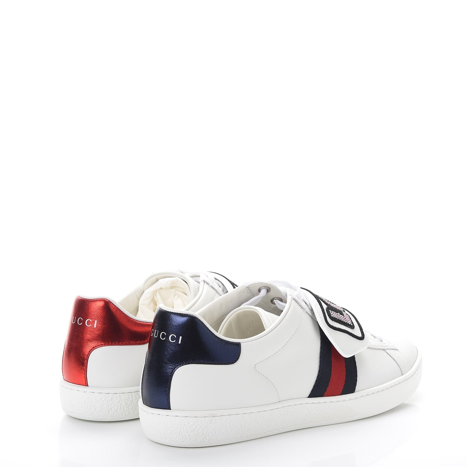 Gucci Calfskin Ayers Crystal LOVED Embroidered New Ace Sneakers 40.5 White 4 of 11