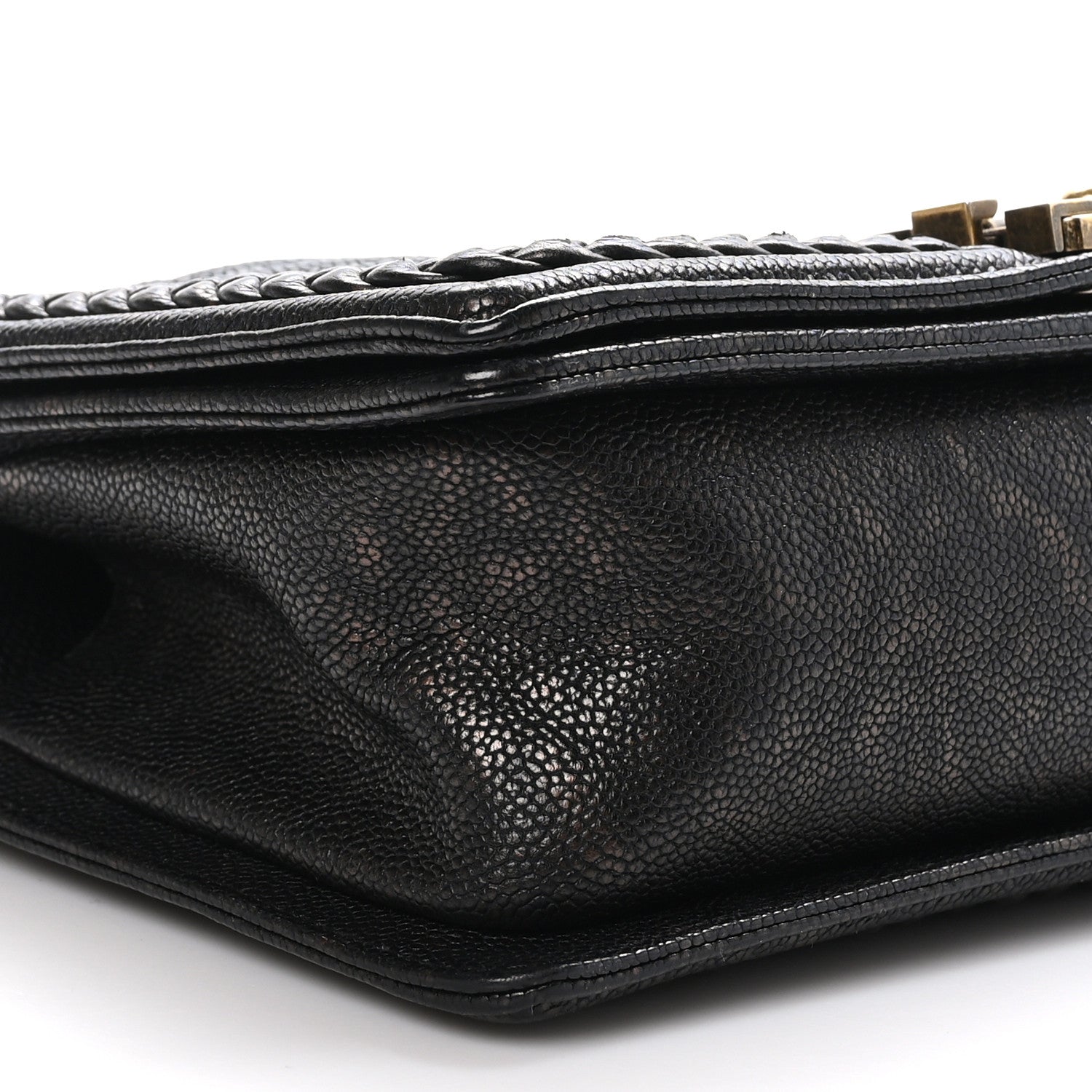 Chanel Patinated Calfskin Chevron Quilted Medium Braid Around Boy Flap Brown 9 of 10