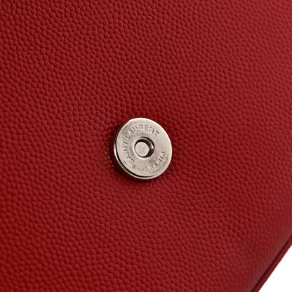 Saint Laurent Grain De Poudre Small Classic Monogram Kate Tassel Satchel Red 13 of 14