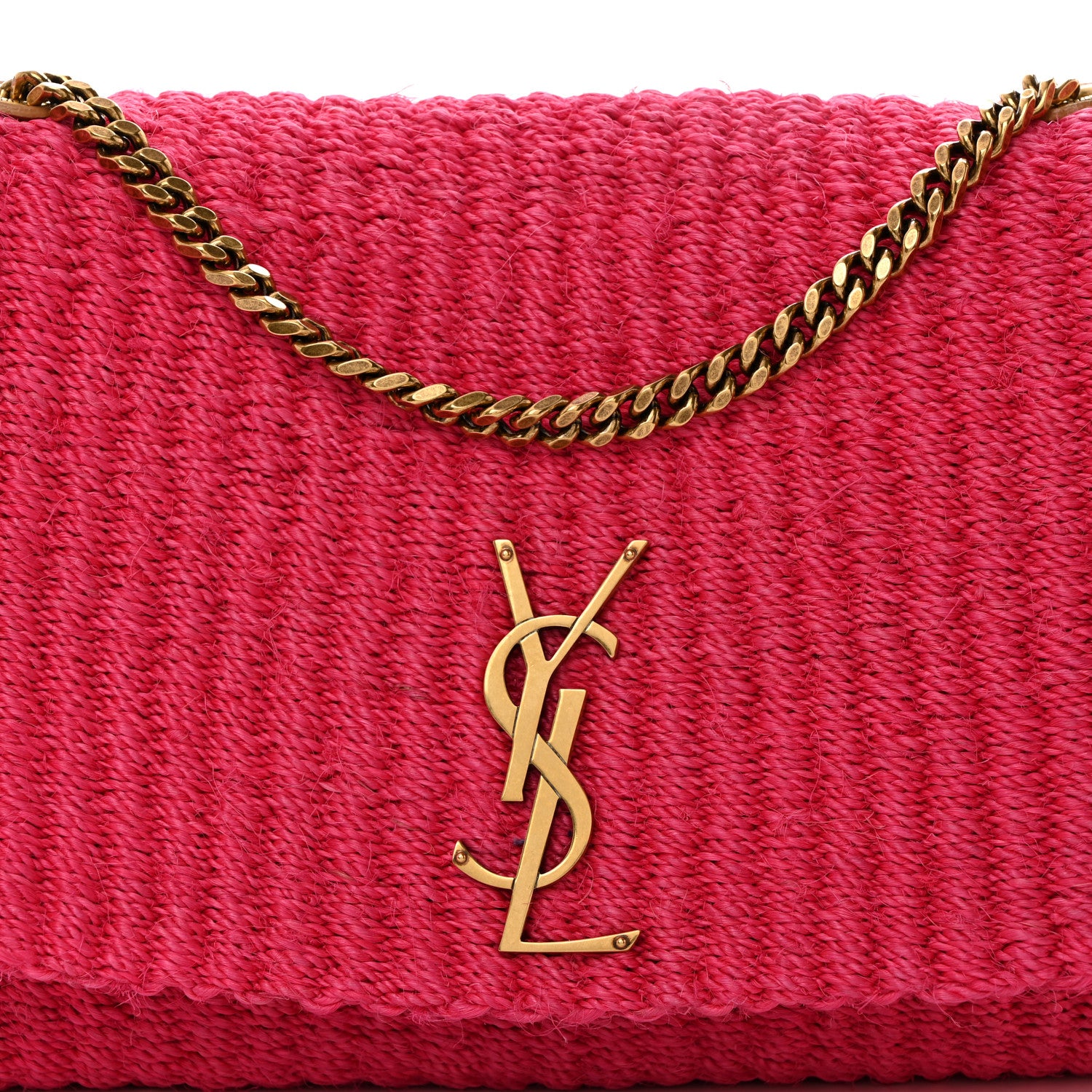 Saint Laurent Raffia Medium Monogram Kate Satchel Pink 8 of 11